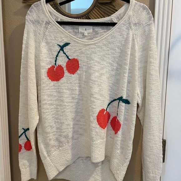 Lou & Grey Cherry Print Womens Knit Sweater S - Picture 11 of 11